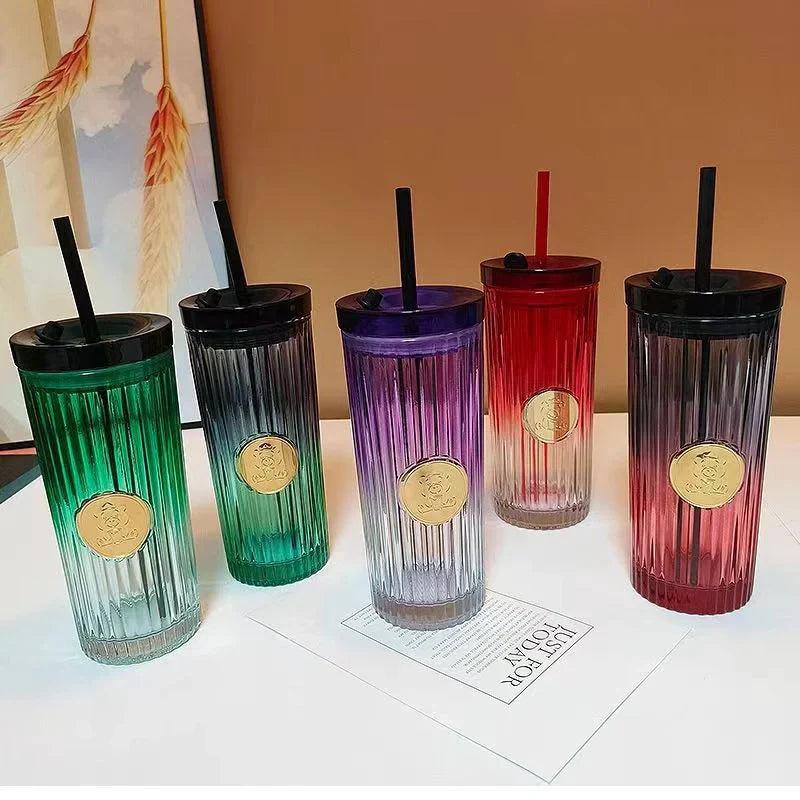 Vaso de vidrio + bombilla 470ML